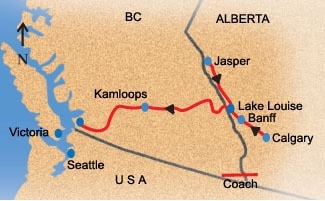 Calgary to Vancouver bus tour