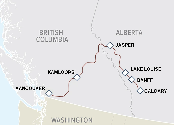 Vancouver to Calgary 4-day bus tour, visiting Jasper, Banff, Lake Louise