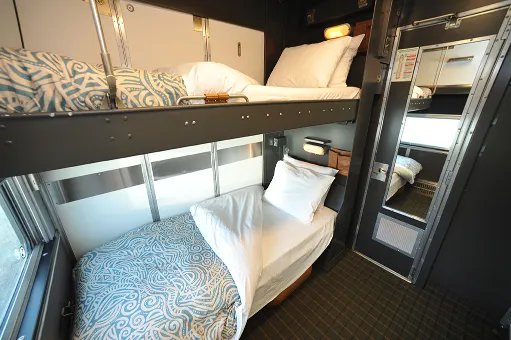 Picture of bunk beds aboard the VIA Rail Sleeper cabin