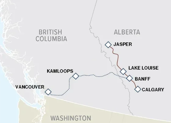 6 day Rocky Mountaineer tour from Calgary to Vancouver